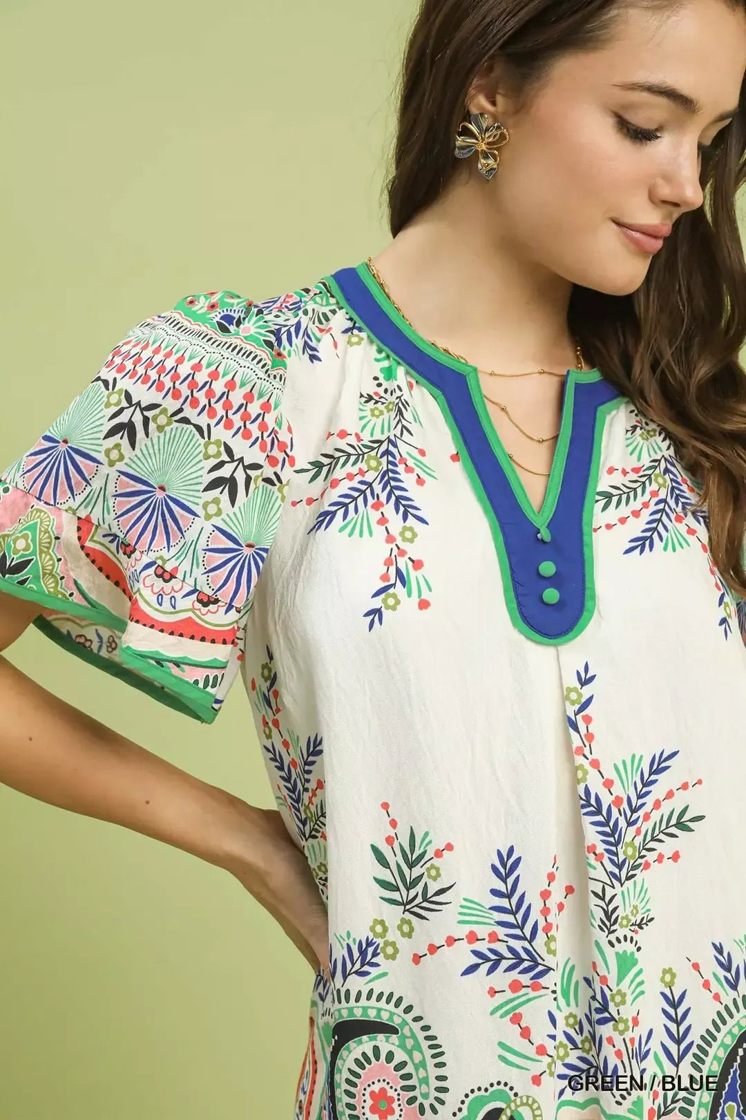 Umgee Paisley Flutter Sleeve Mini Dress - Bitsy Gypsy Boutique