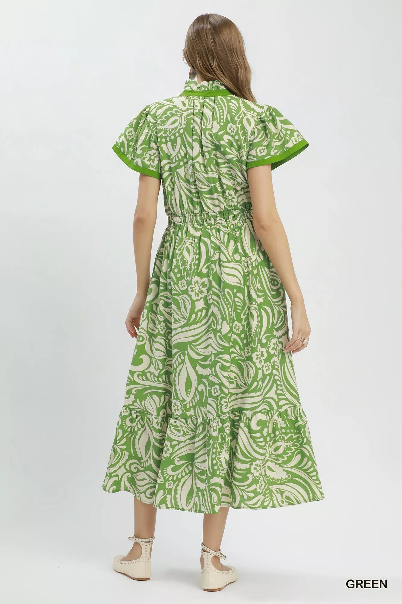 Umgee Paisley Print Midi Dress with Side Pockets - Bitsy Gypsy Boutique