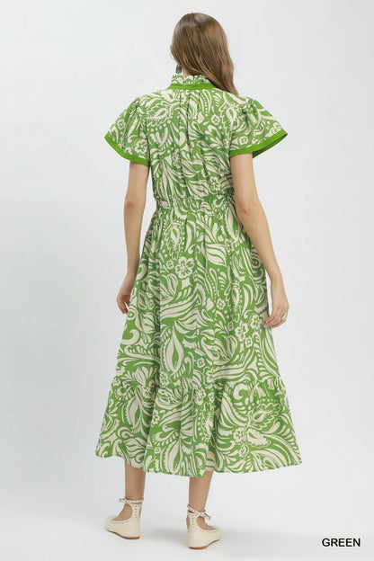 Umgee Paisley Print Midi Dress with Side Pockets - Bitsy Gypsy Boutique
