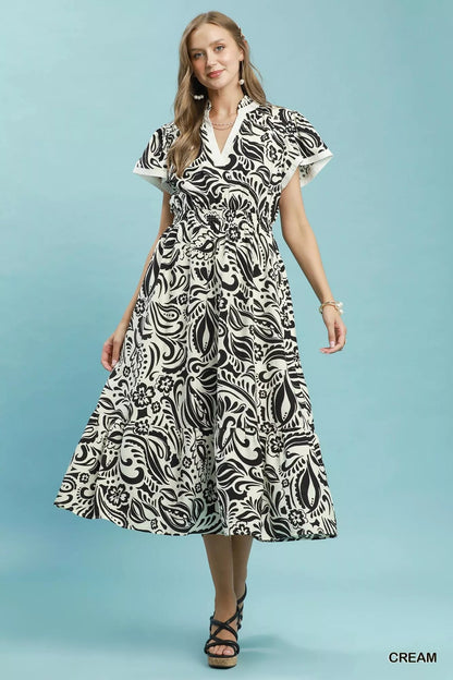 Umgee Paisley Print Midi Dress with Side Pockets - Bitsy Gypsy Boutique