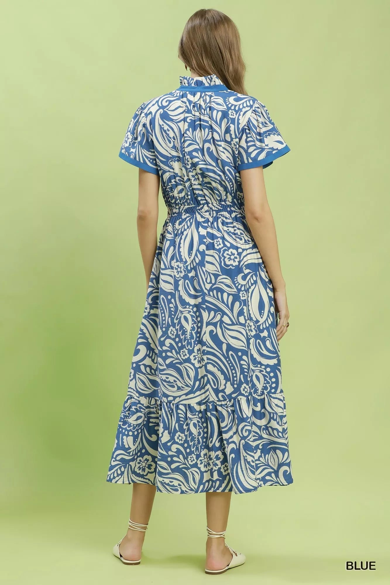 Umgee Paisley Print Midi Dress with Side Pockets - Bitsy Gypsy Boutique