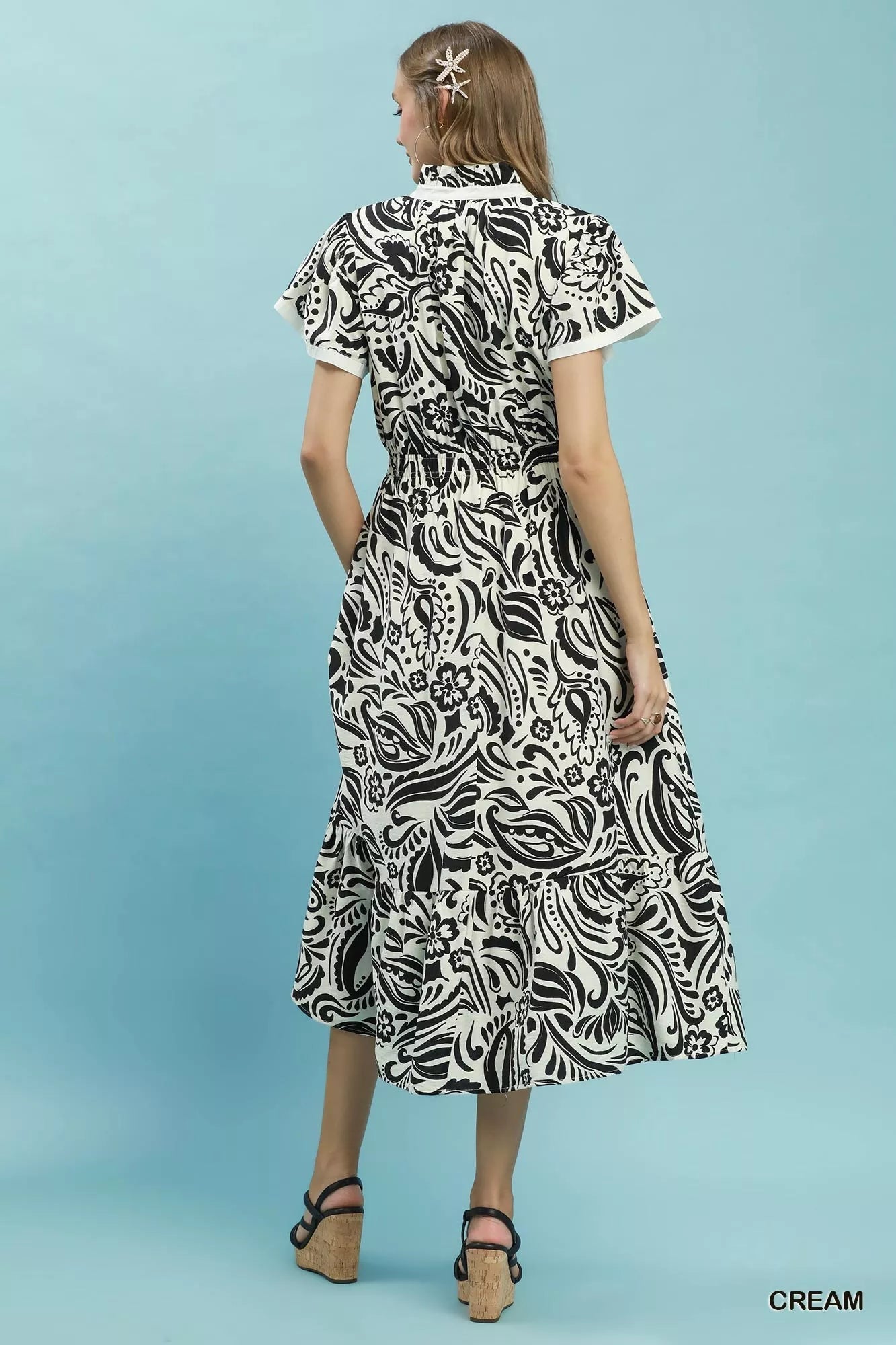 Umgee Paisley Print Midi Dress with Side Pockets - Bitsy Gypsy Boutique