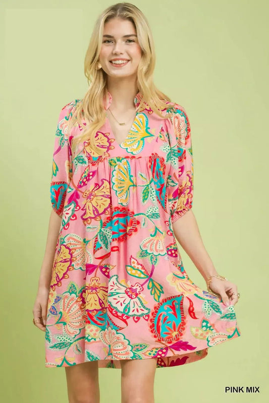 Umgee Paisley Print Mini Dress - Bitsy Gypsy Boutique