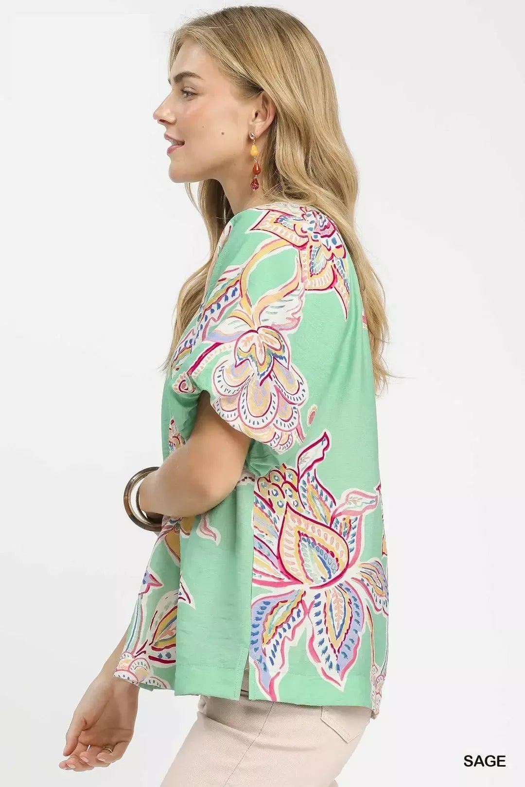 Umgee Paisley Print Puff Sleeve Top - Bitsy Gypsy Boutique