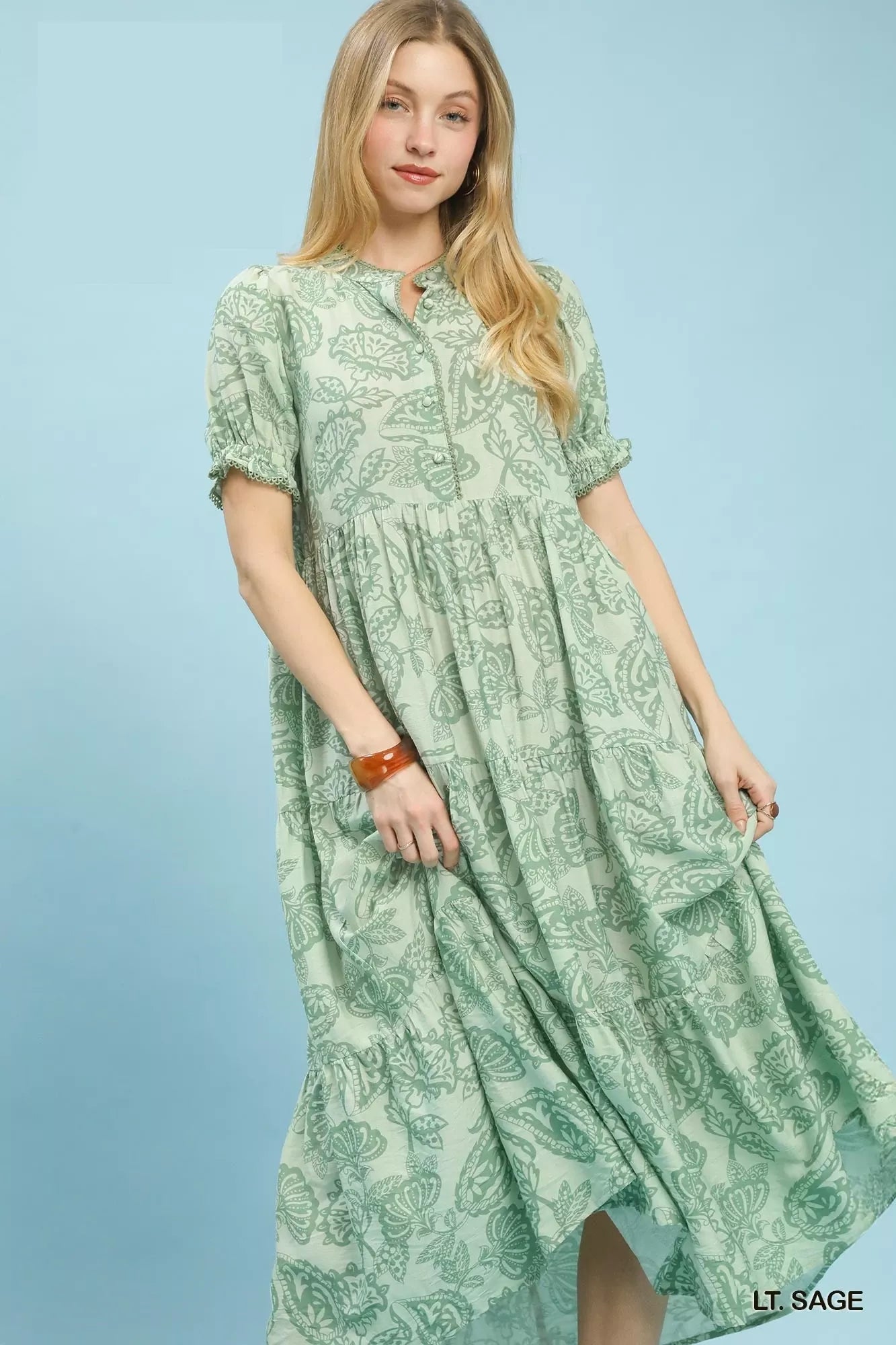 Umgee Paisley Print Tiered Midi Dress - Bitsy Gypsy Boutique