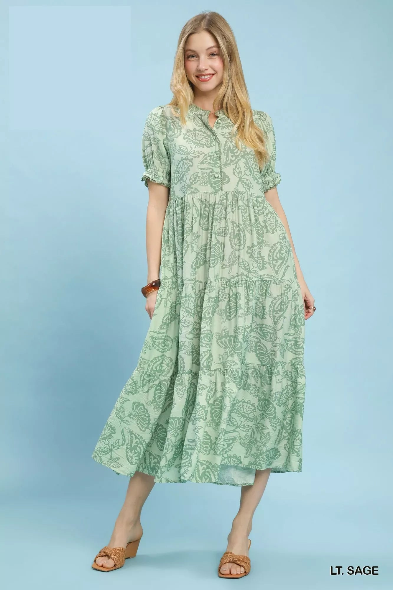 Umgee Paisley Print Tiered Midi Dress - Bitsy Gypsy Boutique