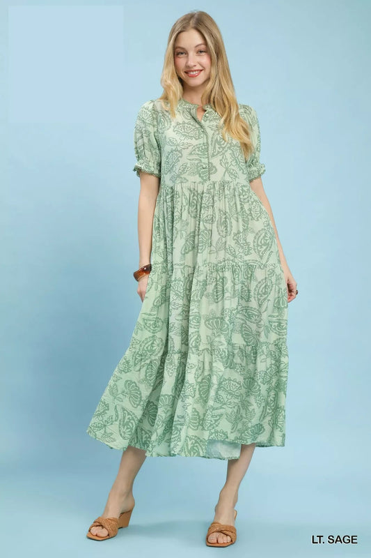 Umgee Paisley Print Tiered Midi Dress - Bitsy Gypsy Boutique