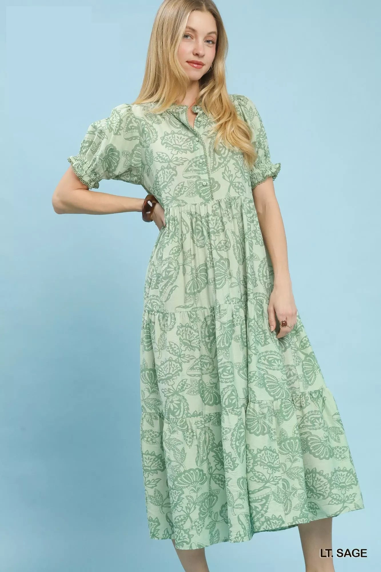 Umgee Paisley Print Tiered Midi Dress - Bitsy Gypsy Boutique