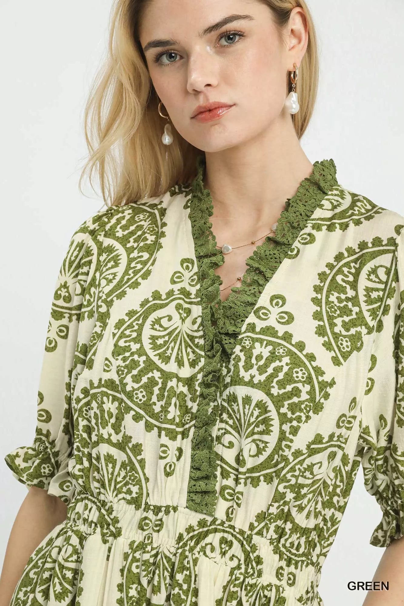 Umgee Paisley Smocked Waist Midi Dress - Bitsy Gypsy Boutique