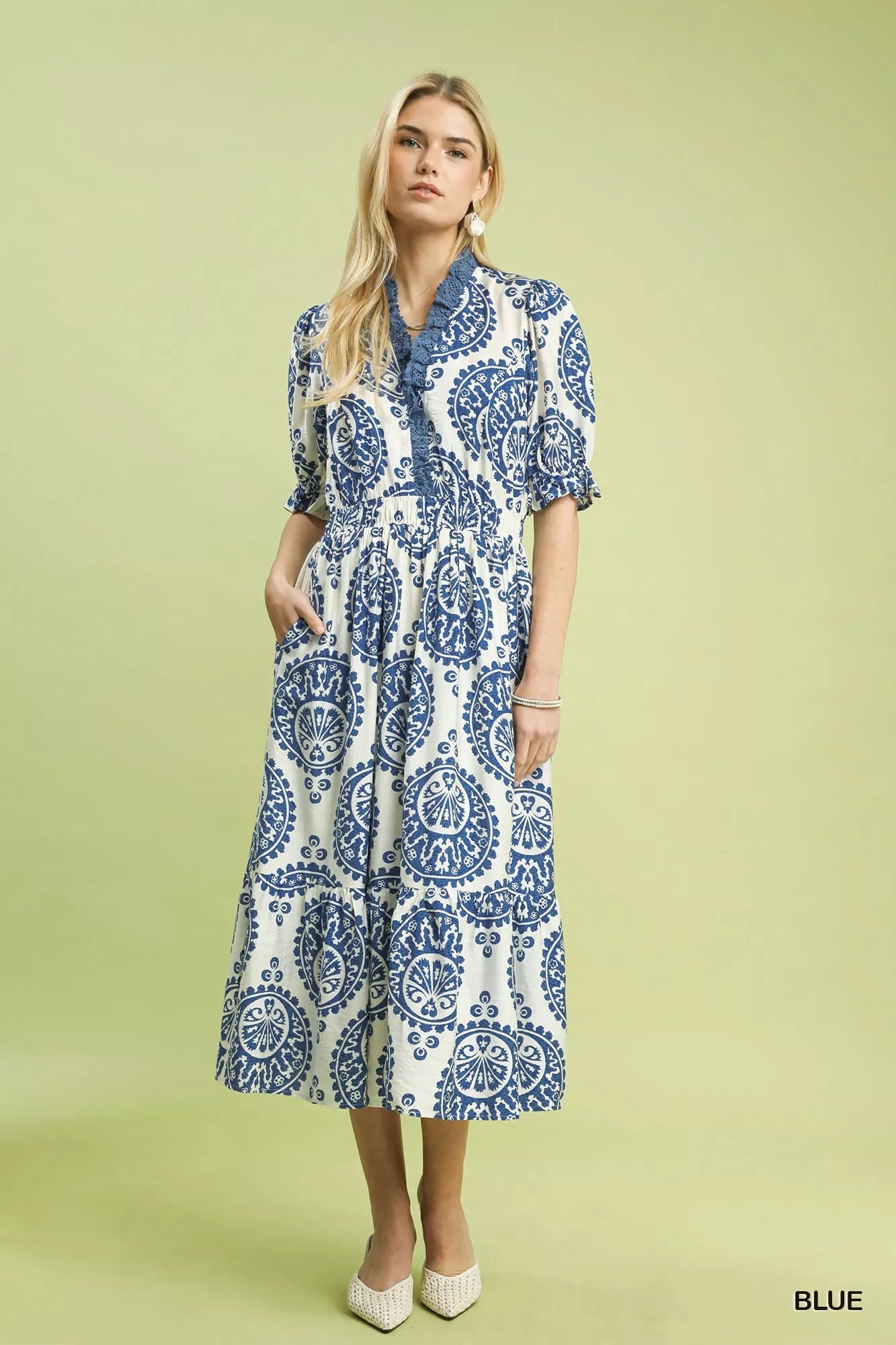 Umgee Paisley Smocked Waist Midi Dress - Bitsy Gypsy Boutique