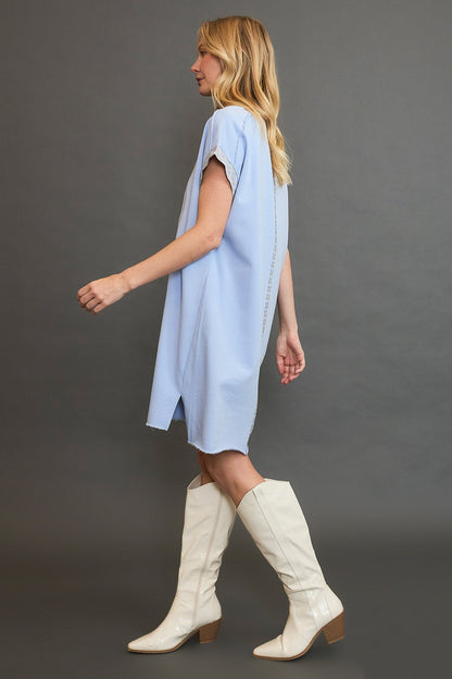 Umgee Peace Plaid Applique Short Sleeve Mini Dress - Bitsy Gypsy Boutique