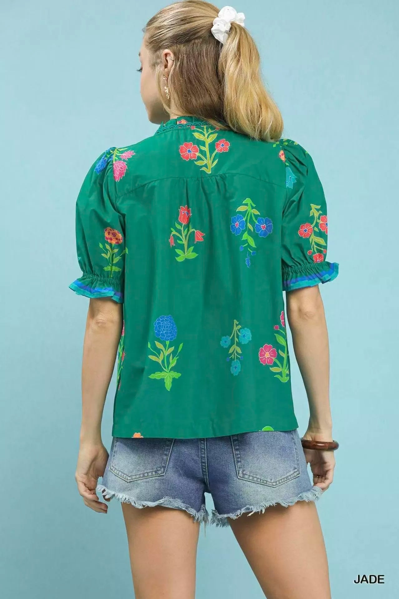 Umgee Petal Parade Print Button - Down Blouse - Bitsy Gypsy Boutique
