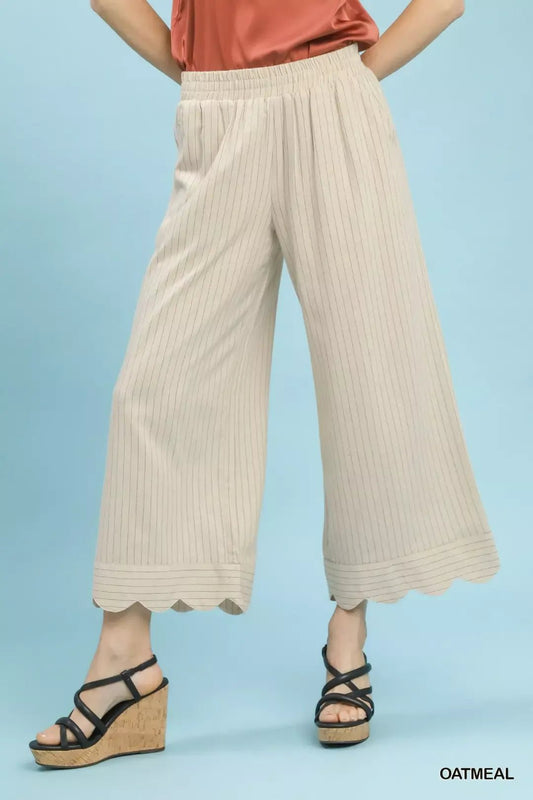 Umgee Pinstripe Wide Leg Pants - Bitsy Gypsy Boutique