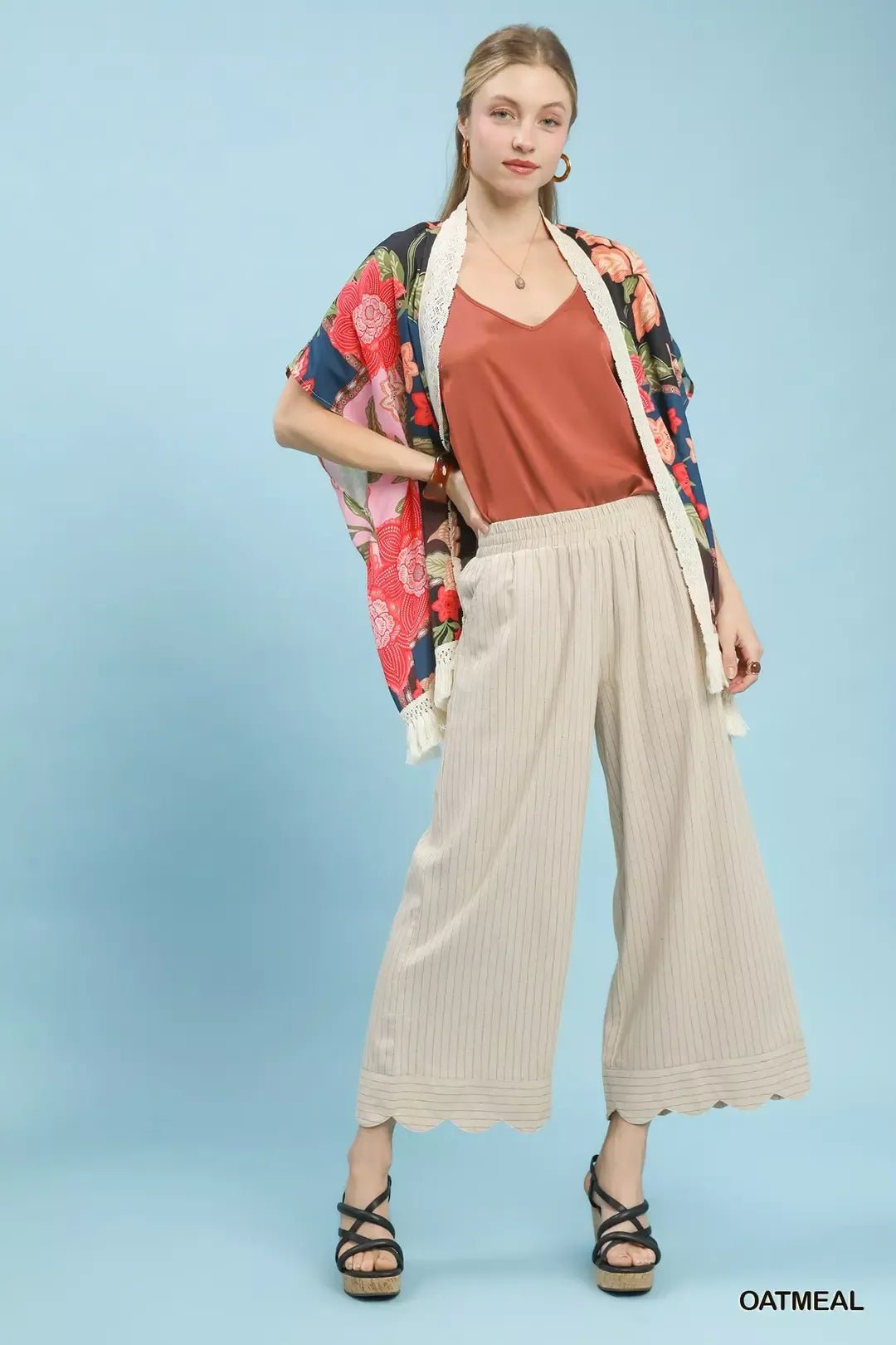 Umgee Pinstripe Wide Leg Pants - Bitsy Gypsy Boutique