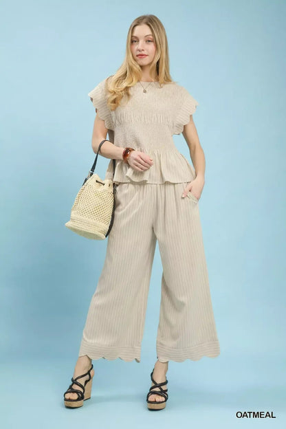 Umgee Pinstripe Wide Leg Pants - Bitsy Gypsy Boutique