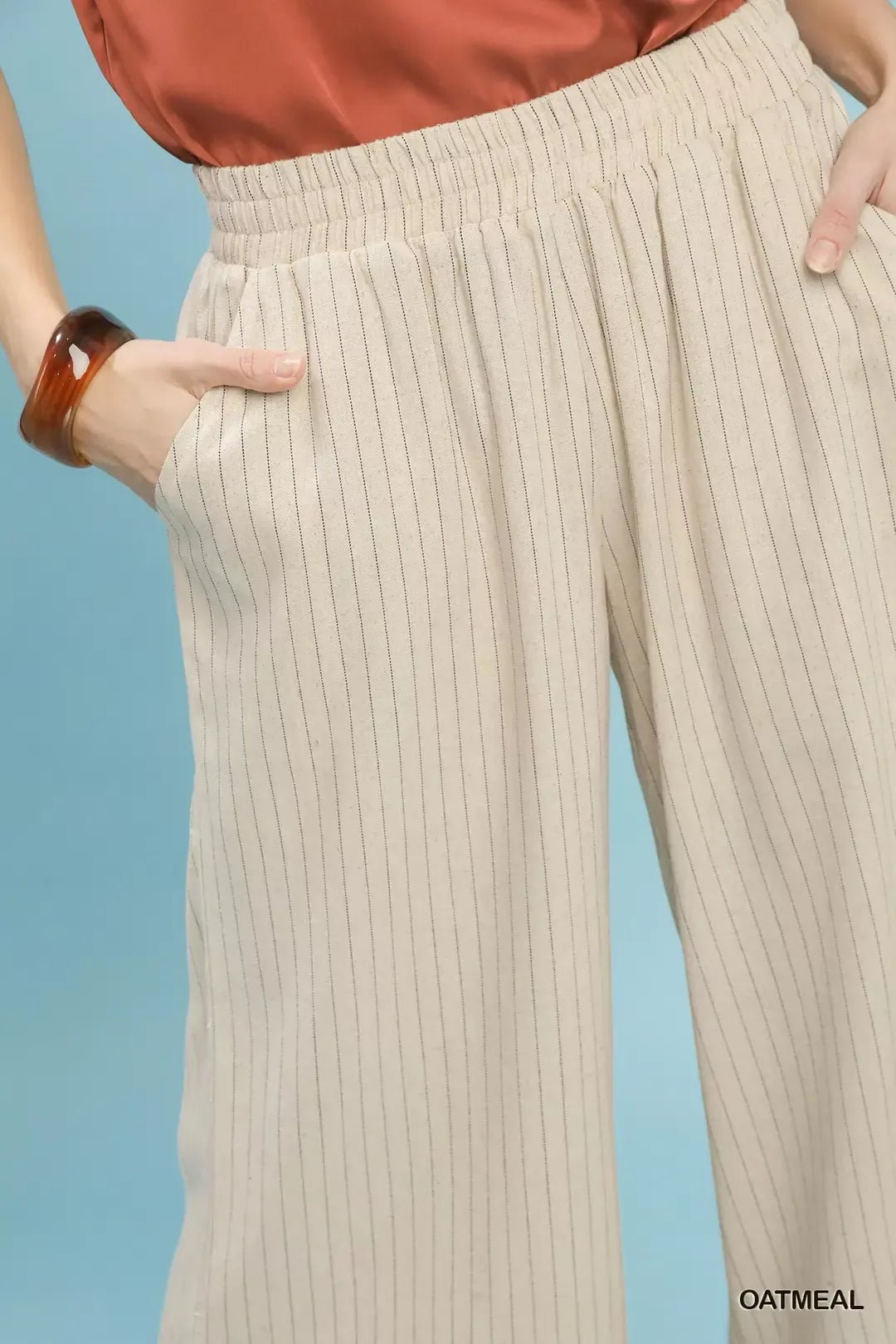 Umgee Pinstripe Wide Leg Pants - Bitsy Gypsy Boutique