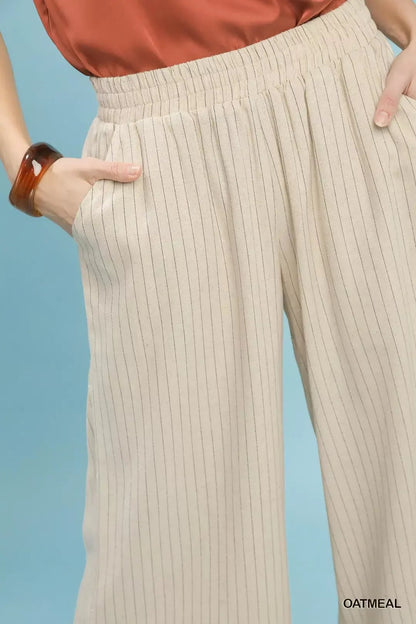Umgee Pinstripe Wide Leg Pants - Bitsy Gypsy Boutique