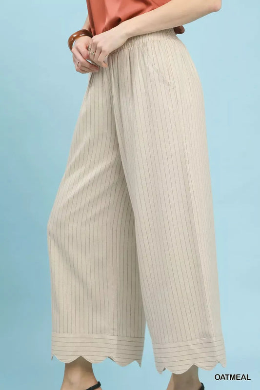 Umgee Pinstripe Wide Leg Pants - Bitsy Gypsy Boutique