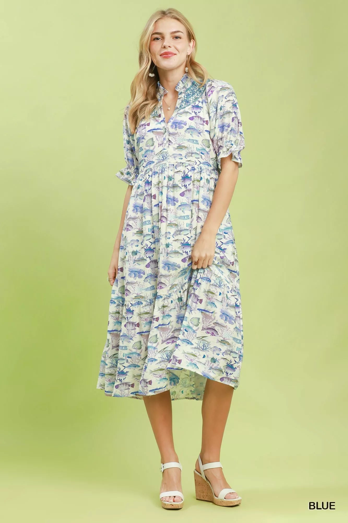 Umgee Print Tiered Midi Dress - Bitsy Gypsy Boutique