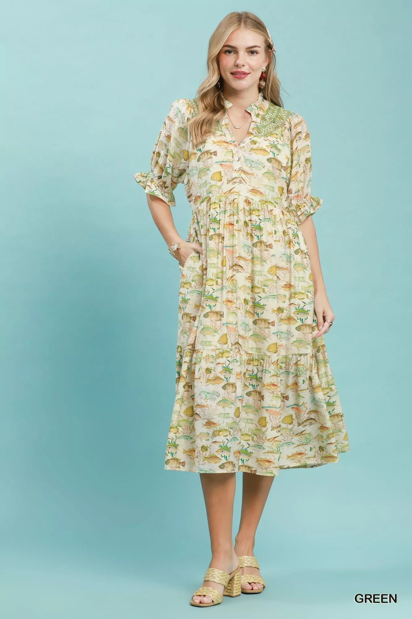Umgee Print Tiered Midi Dress - Bitsy Gypsy Boutique