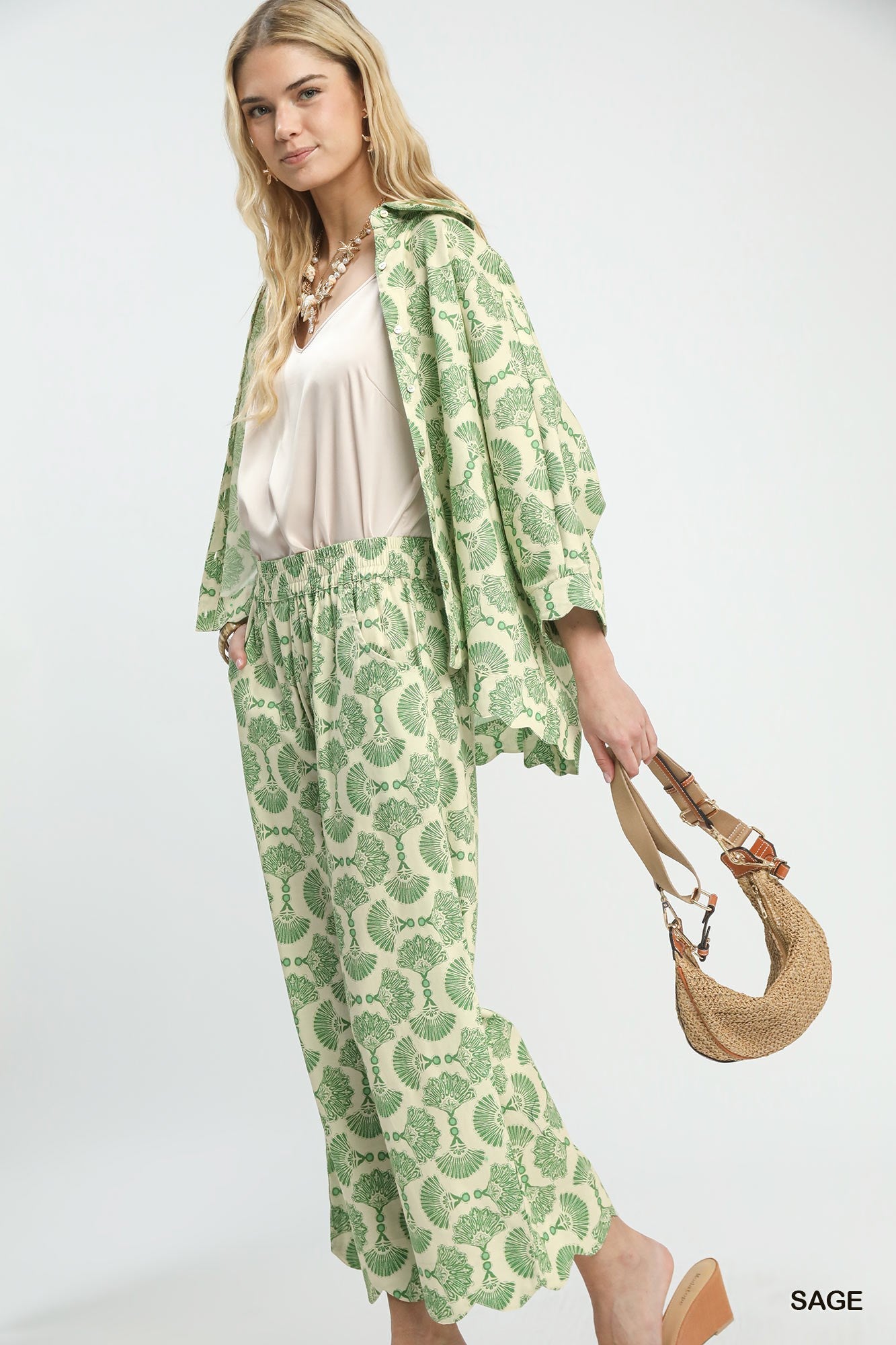 Umgee Printed Button Down Shirt - Bitsy Gypsy Boutique