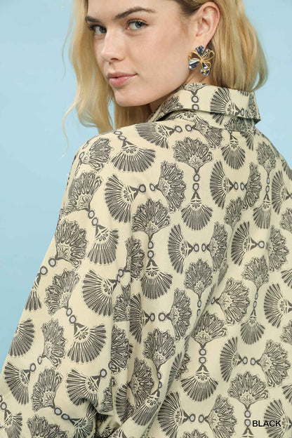 Umgee Printed Button Down Shirt - Bitsy Gypsy Boutique