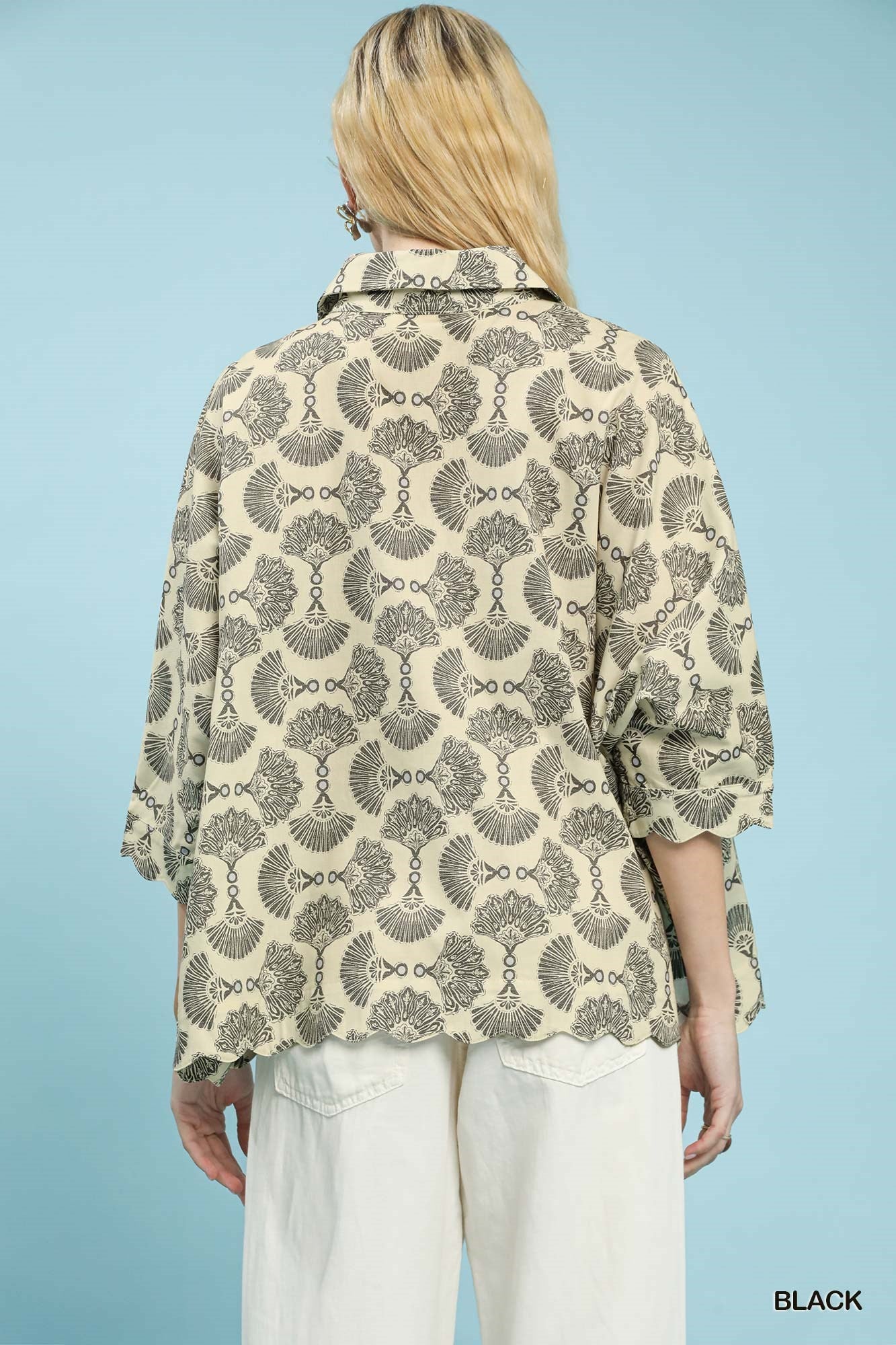 Umgee Printed Button Down Shirt - Bitsy Gypsy Boutique