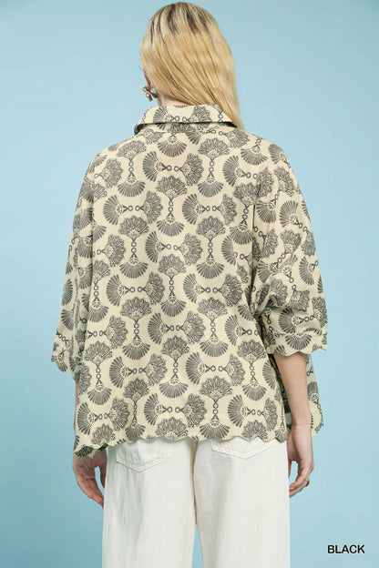 Umgee Printed Button Down Shirt - Bitsy Gypsy Boutique