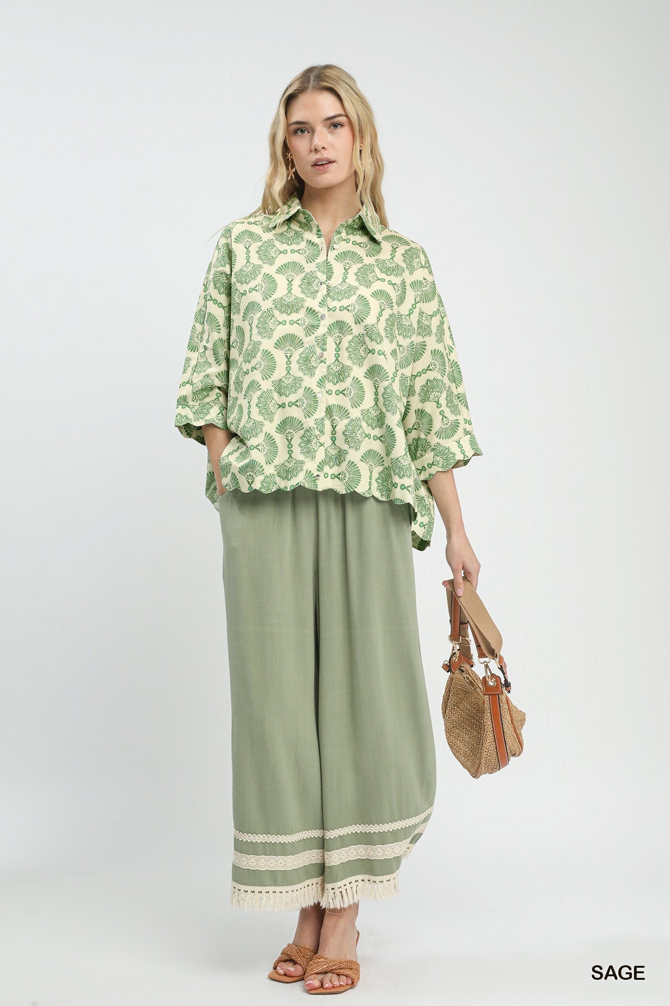Umgee Printed Button Down Shirt - Bitsy Gypsy Boutique