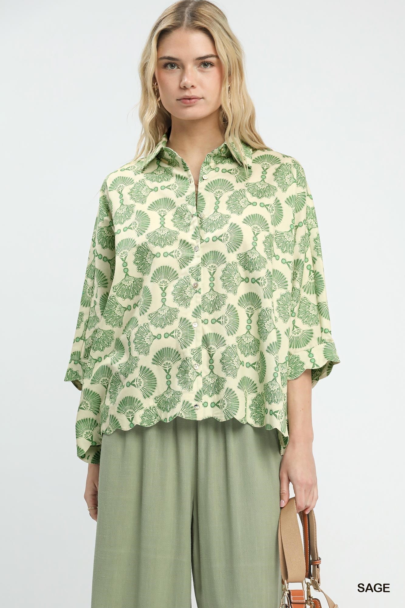 Umgee Printed Button Down Shirt - Bitsy Gypsy Boutique