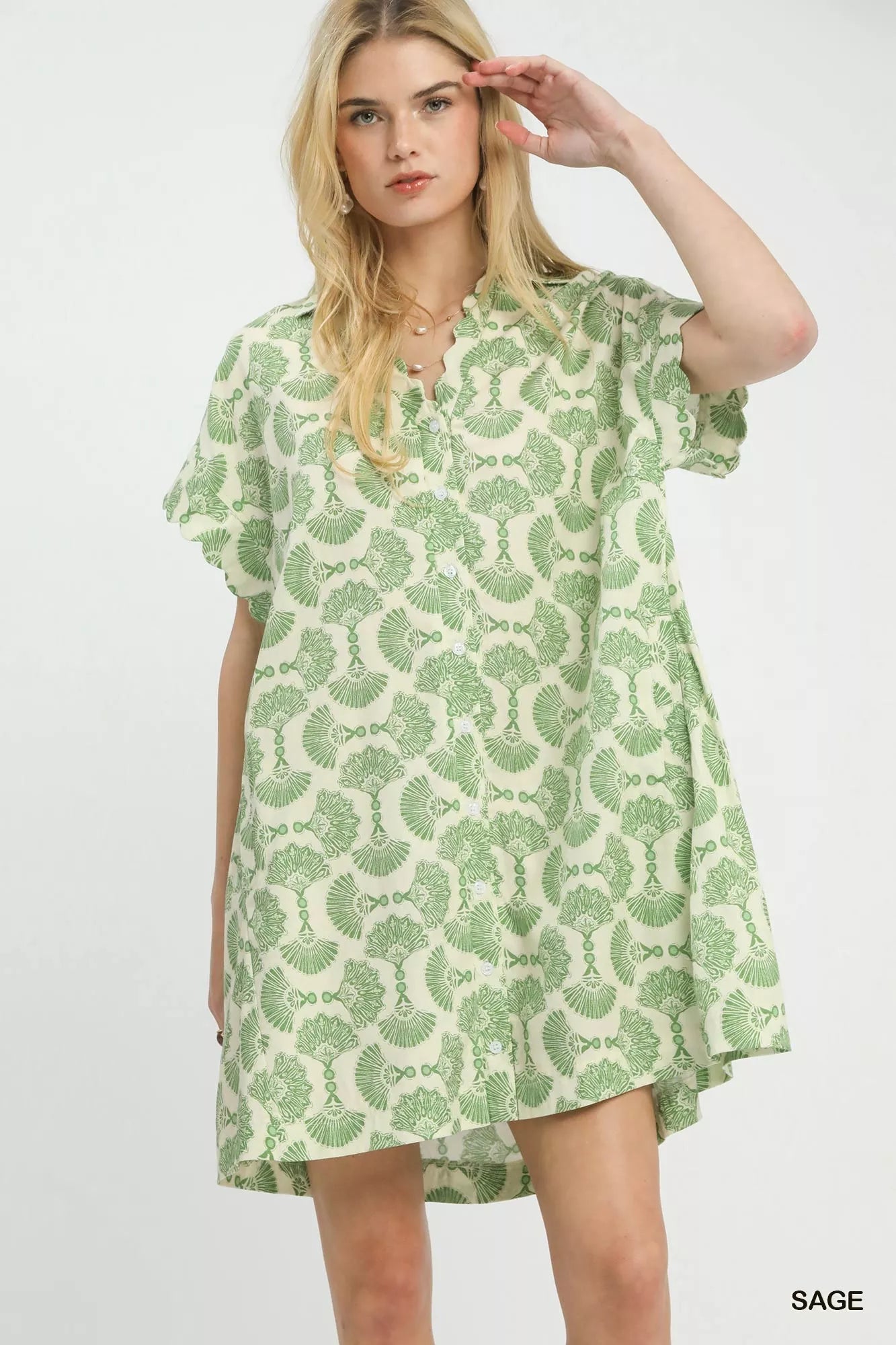 Umgee Printed Button Front Shirt Dress - Bitsy Gypsy Boutique