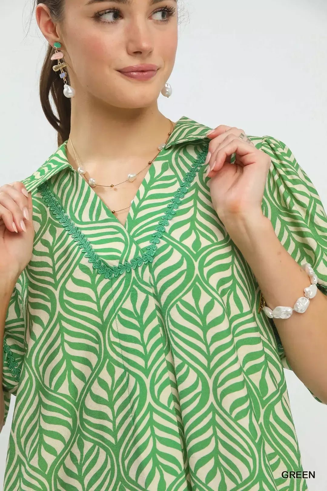 Umgee Printed Puff Sleeve Midi Dress with Pockets - Bitsy Gypsy Boutique