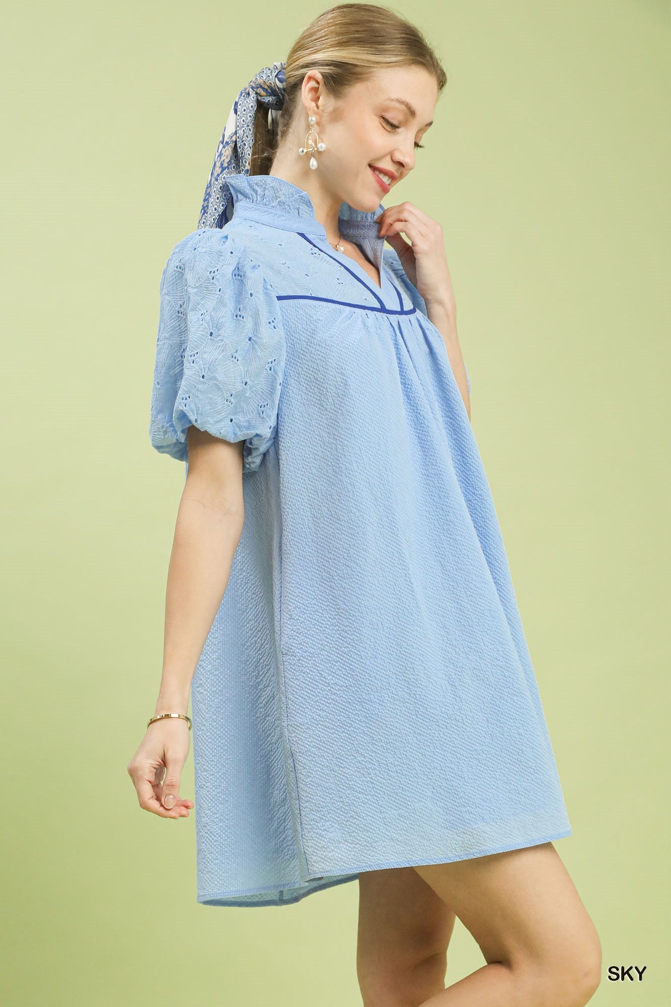 Umgee Puff Sleeve Textured Babydoll Dress - Bitsy Gypsy Boutique