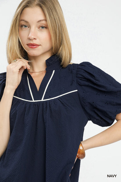Umgee Puff Sleeve Textured Babydoll Dress - Bitsy Gypsy Boutique
