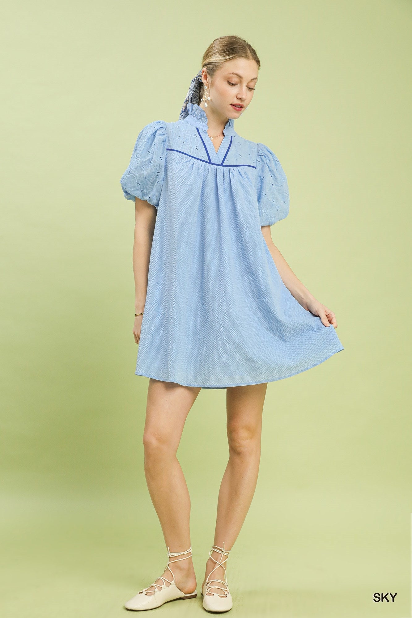 Umgee Puff Sleeve Textured Babydoll Dress - Bitsy Gypsy Boutique
