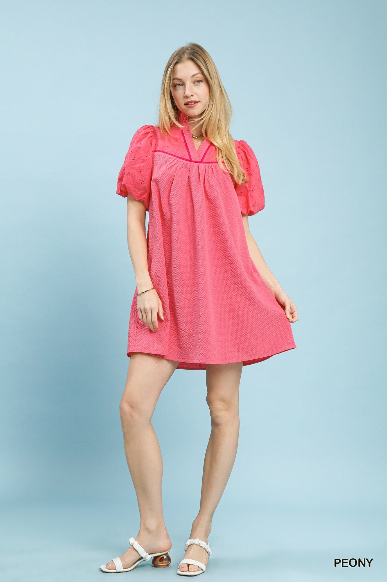 Umgee Puff Sleeve Textured Babydoll Dress - Bitsy Gypsy Boutique