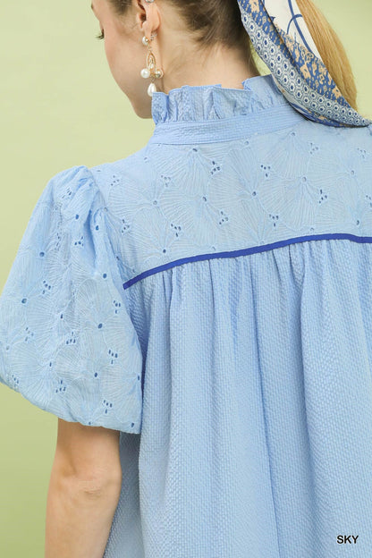 Umgee Puff Sleeve Textured Babydoll Dress - Bitsy Gypsy Boutique