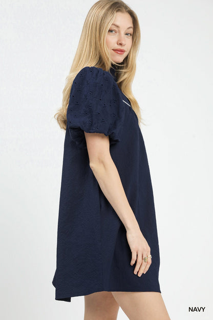 Umgee Puff Sleeve Textured Babydoll Dress - Bitsy Gypsy Boutique
