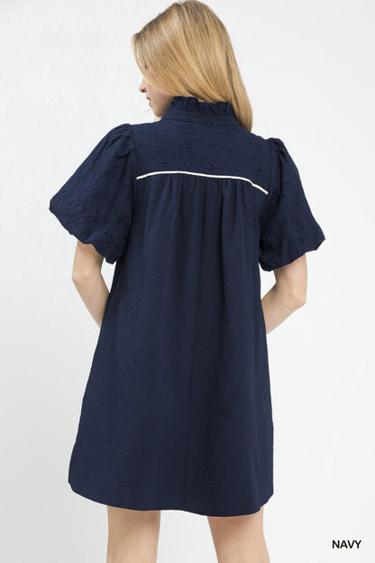 Umgee Puff Sleeve Textured Babydoll Dress - Bitsy Gypsy Boutique