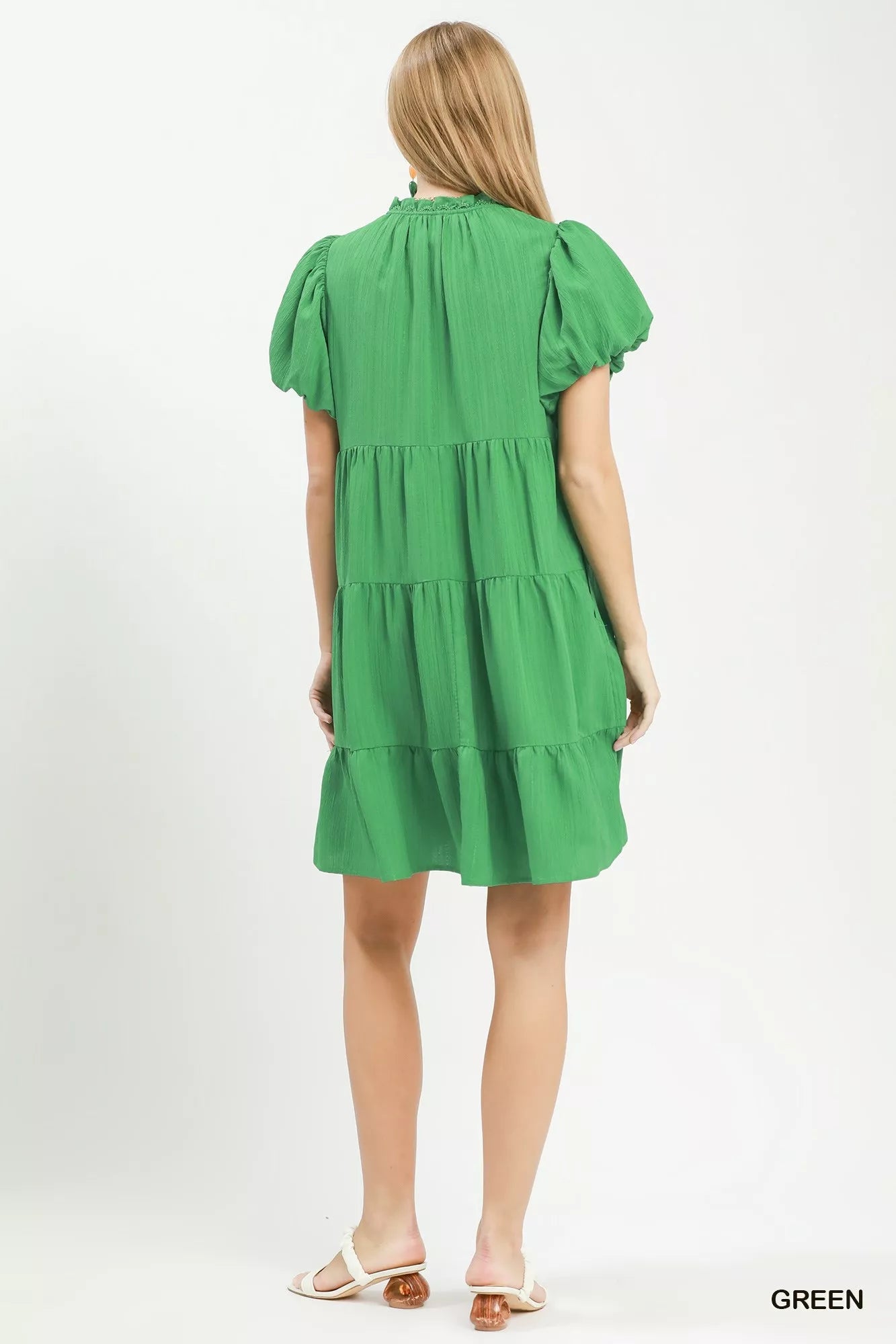 Umgee Puff Sleeve Tiered Babydoll Dress - Bitsy Gypsy Boutique