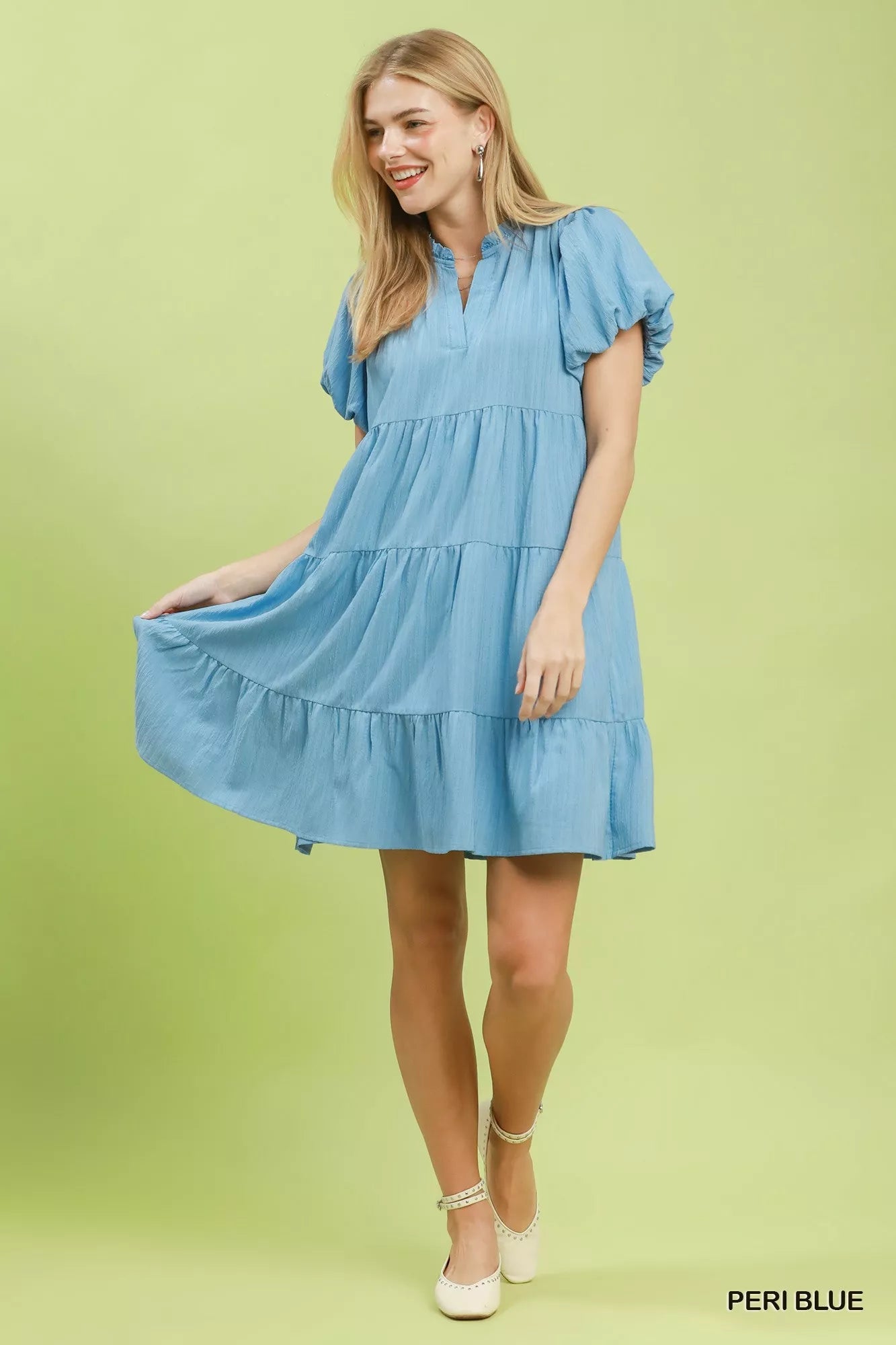 Umgee Puff Sleeve Tiered Babydoll Dress - Bitsy Gypsy Boutique