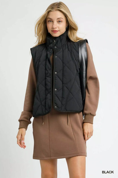 Umgee Quilted Snap - Front Puffer Vest - Bitsy Gypsy Boutique