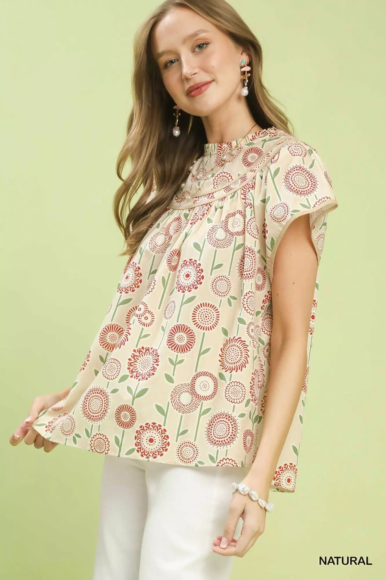 Umgee Retro Floral Smocked Babydoll Blouse - Bitsy Gypsy Boutique