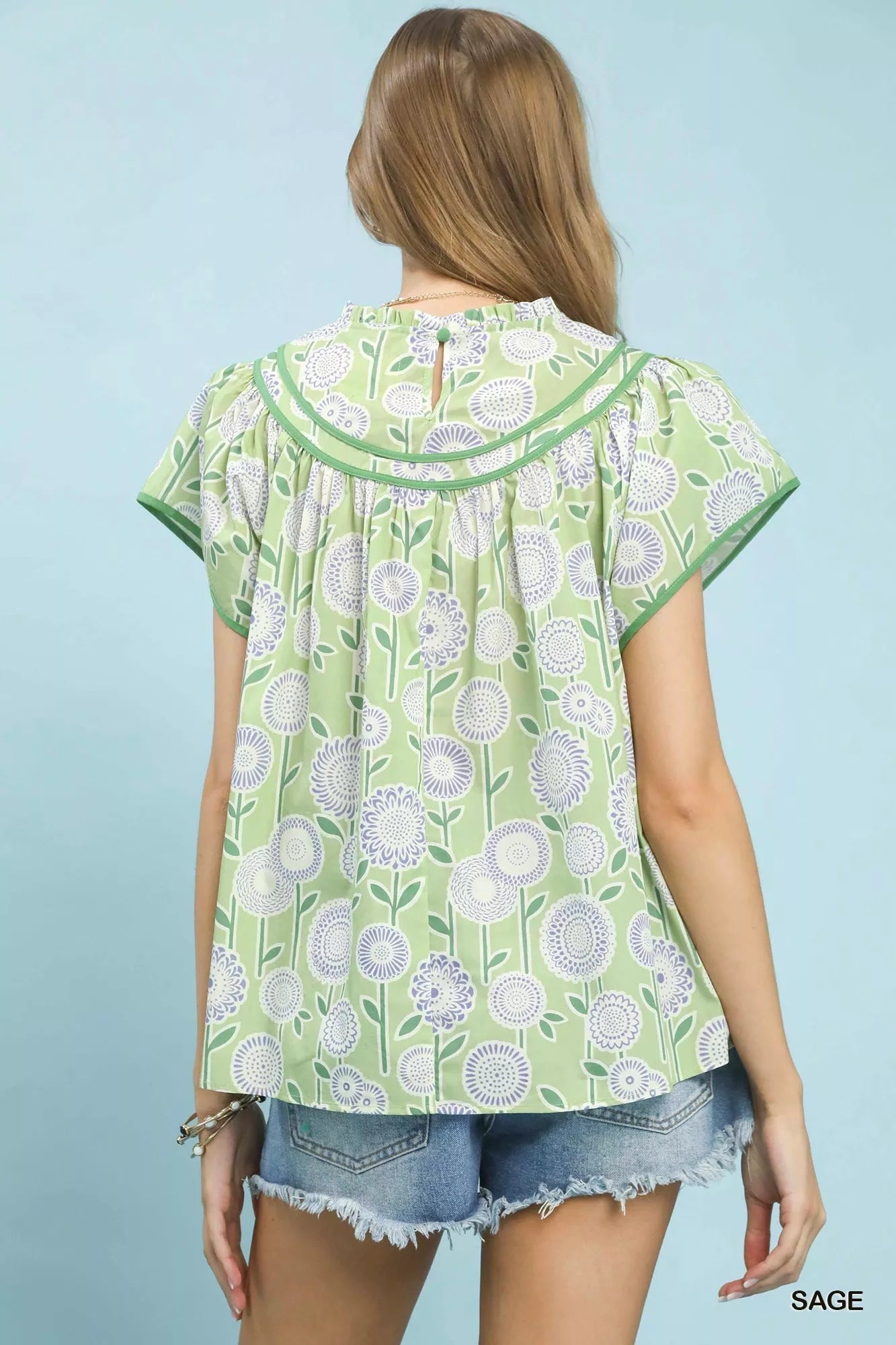 Umgee Retro Floral Smocked Babydoll Blouse - Bitsy Gypsy Boutique