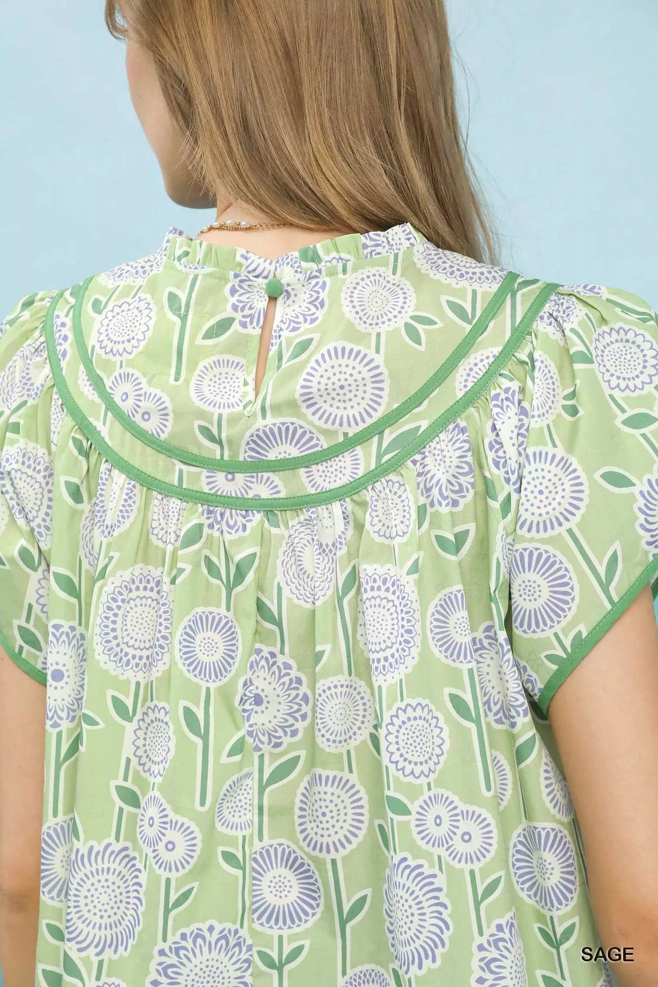 Umgee Retro Floral Smocked Babydoll Blouse - Bitsy Gypsy Boutique