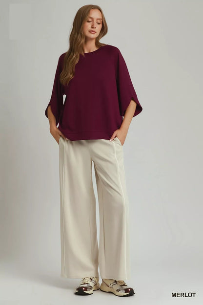 Umgee Round Hem Raglan Sleeve Top - Bitsy Gypsy Boutique
