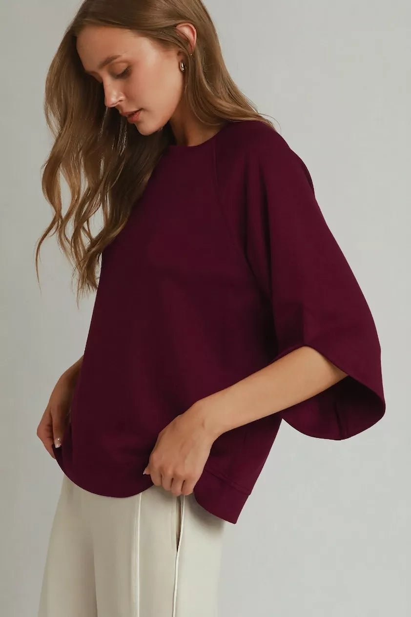 Umgee Round Hem Raglan Sleeve Top - Bitsy Gypsy Boutique