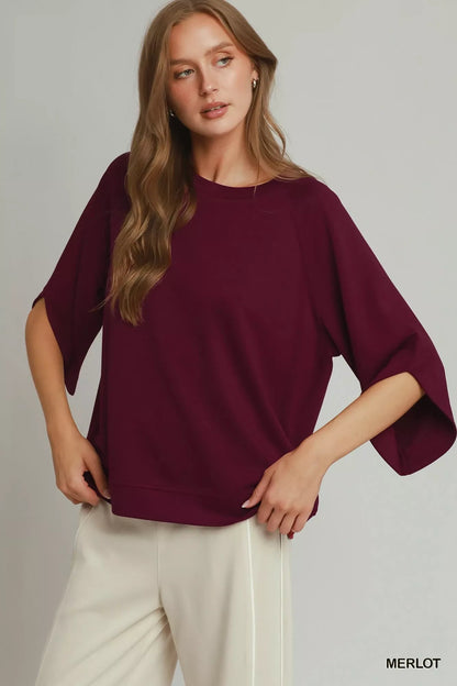 Umgee Round Hem Raglan Sleeve Top - Bitsy Gypsy Boutique