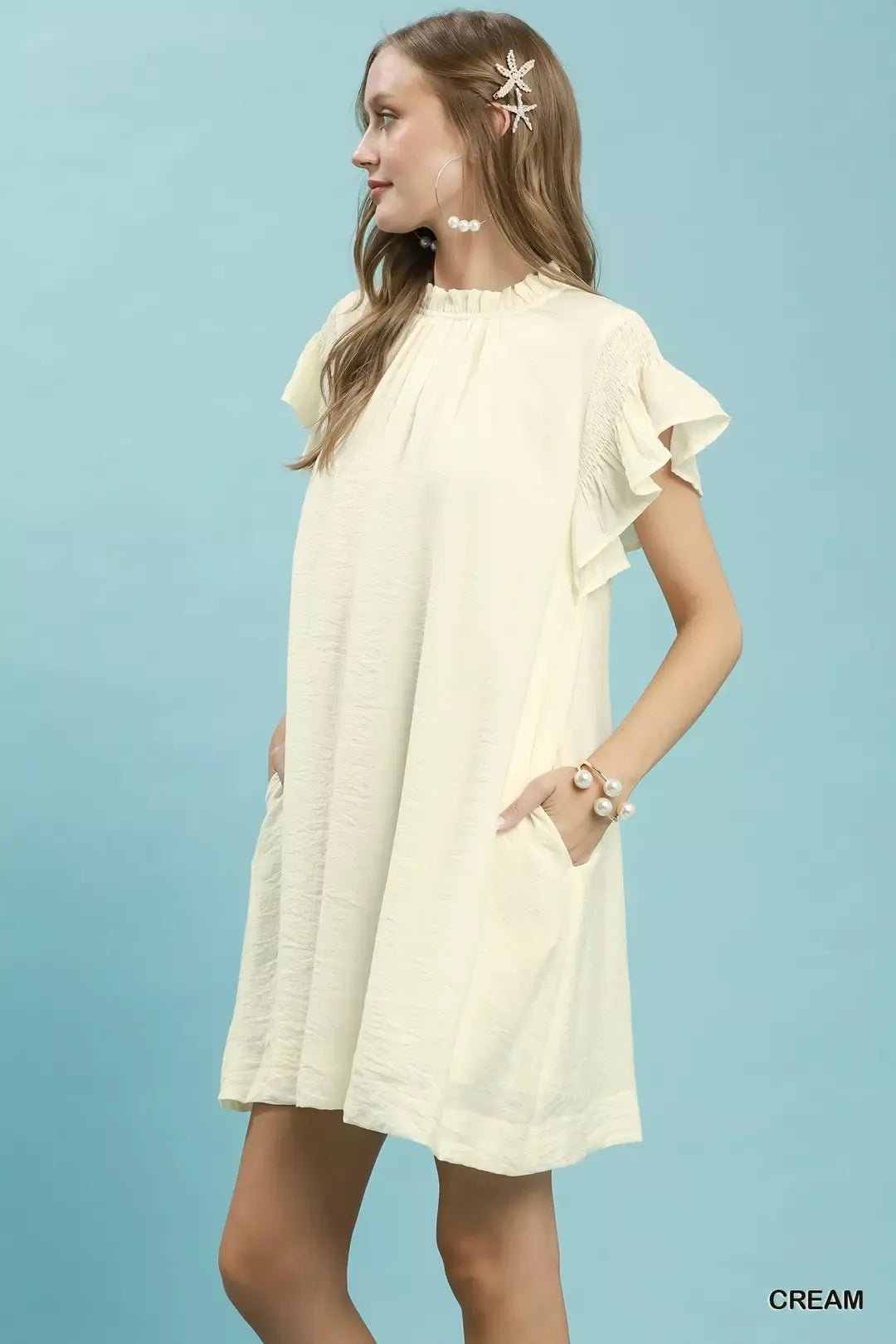 Umgee Ruffle Flutter Sleeve Dress - Bitsy Gypsy Boutique