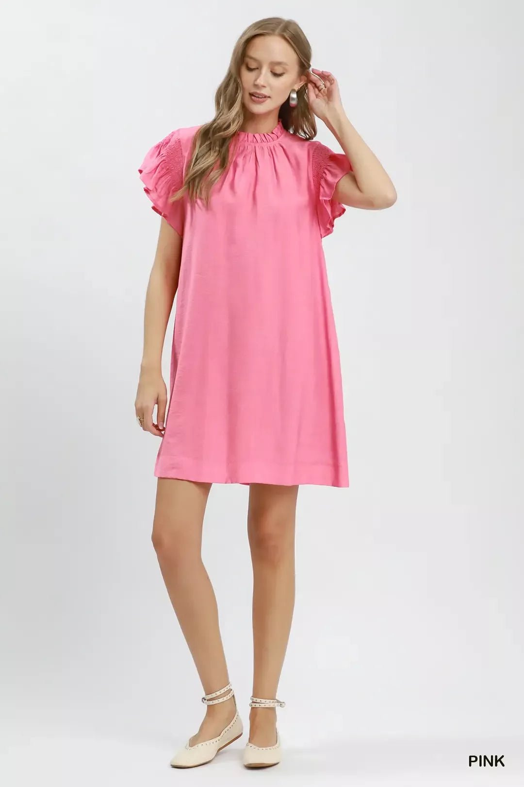 Umgee Ruffle Flutter Sleeve Dress - Bitsy Gypsy Boutique